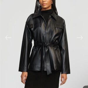 Modern Citizen Kaden Tie-Waist Vegan Leather Jacket - Black / XS
